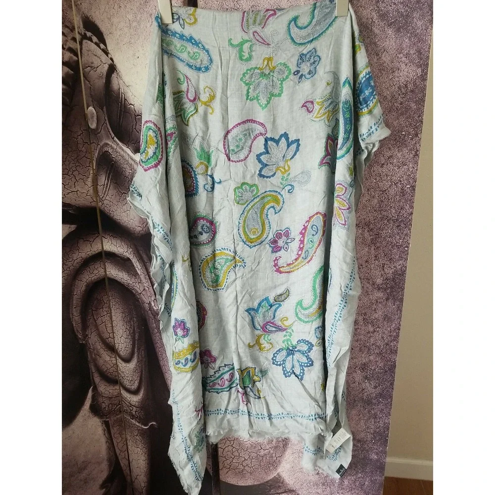 V FRAAS‎ The Scarf Company Gray Multicolor Paisley Modal Rectangle Scarf 35 x 68